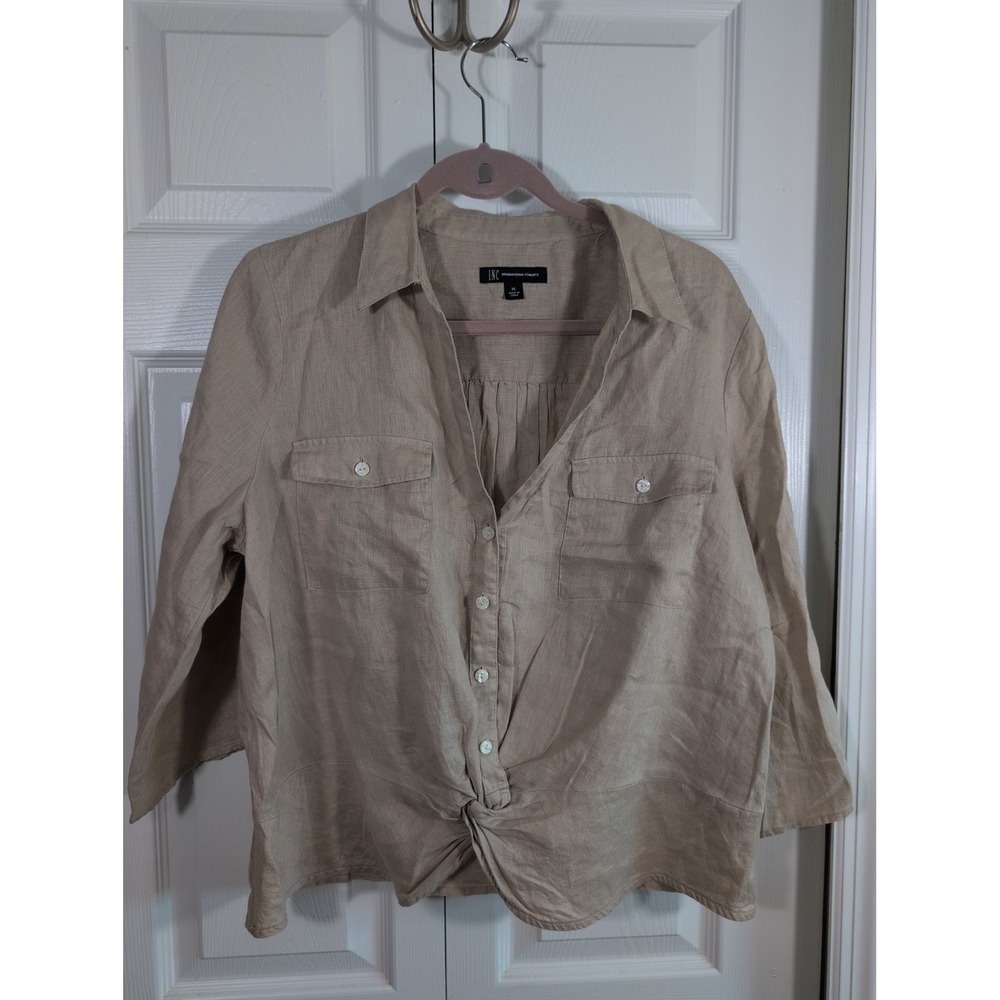 INC TOASTED TWINE Women's Linen Twist-Hem Blouse, XL